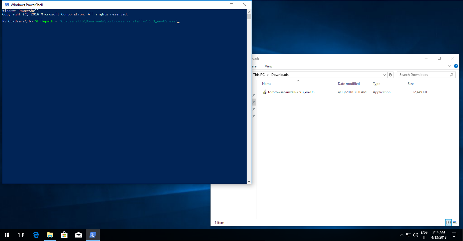 Powershell windows with filename